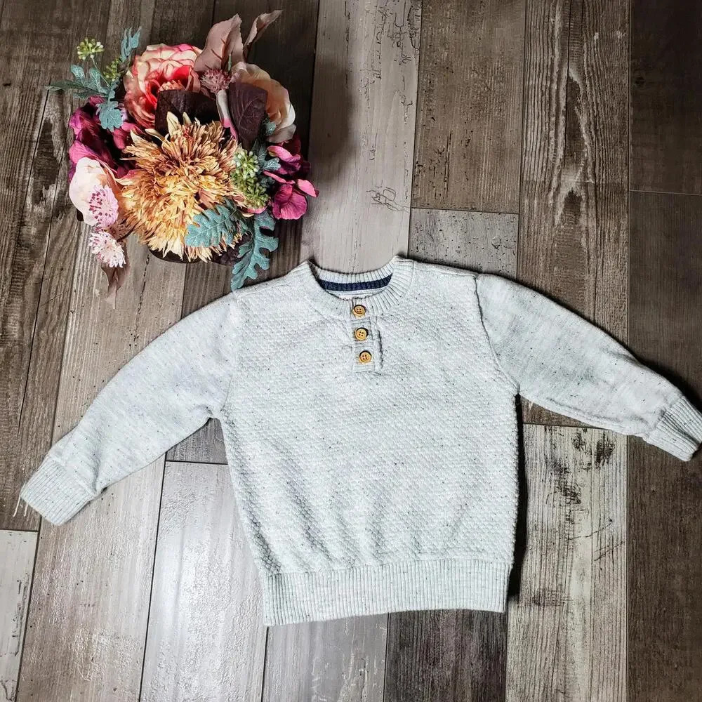 Cat & Jack Cream and Gray Knit Boy's Sweater Size 3T NWOT
